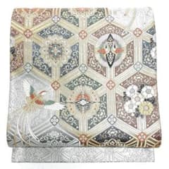 V627 ○高級 正絹 唐織 六通 袋帯 華文 花文 鶴 蝶々 - メルカリ