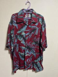 HATTI BEACH アロハシャツ 2L 赤葉柄のサムネイル