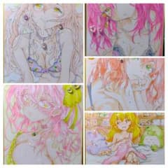ア*ェ様 オリジナルイラスト手描原画１点物5枚特別セット明日までの商品です。のサムネイル
