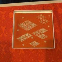 茶道用 古帛紗 菱文様 朱色（15×16）のサムネイル