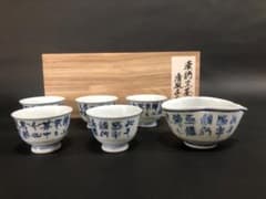 清風与平　染付漢詩紋茶器　煎茶器　湯冷1個　茶碗5個　美品 清風与平 染付漢詩紋茶器 煎茶器 湯冷1個 茶碗5個 美品 - メルカリ