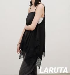 新品未使用 LARUTA ワッシャーサテン前後2WAYキャミブラウス ブラック 