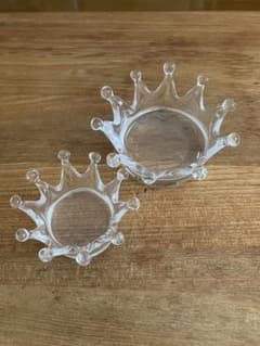 ⭐︎Sghr スガハラ ガラス ミルククラウン 大小２個セット 【希少】 ♡Sghr スガハラ ガラス ミルククラウン 大小2個セット 【廃盤希少