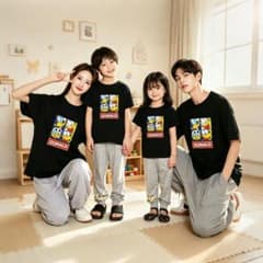 未使用 ドナルドダック プリント 親子お揃いコーデ 半袖 T シャツ BX115のサムネイル