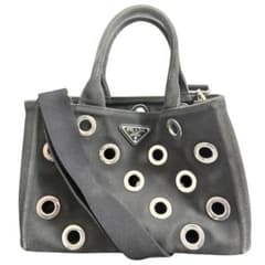 PRADA プラダ ハンドバッグ キャンバス カナパ グロメット シルバー金具のサムネイル