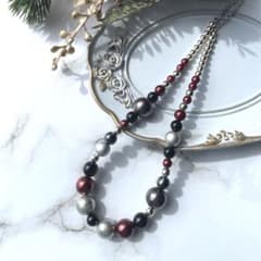 パールネックレス シルバーボルドーのサムネイル
