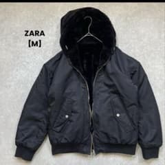 ZARA ファー付きMA-1 黒【M】リバーシブル 暖かい お洒落 ストリート