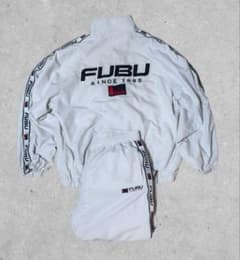 FUBU ナイロン セットアップ ライトグレー 90s 00s hiphop - メルカリ
