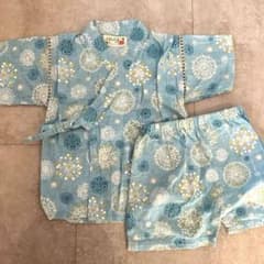 女の子 甚平 水色 花火模様 90㎝のサムネイル