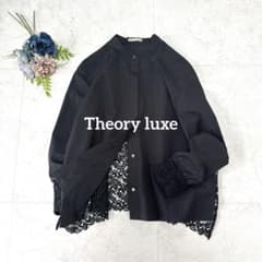 極美品⭐︎Theory luxe バックレースバンドカラーシャツ　ブラック　38 極美品⭐︎Theory luxe バックレースバンドカラーシャツ ブラック 38