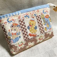 ハンドメイド パッチワークポーチ メリーボンボン レトロアニマルのサムネイル