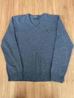 美品　Polo by Ralph Lauren グレー Vネックセーター Lのサムネイル