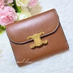正規品/極美品✨CELINE トリオンフ スモール フラップ ウォレット タン