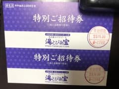 湯〜とぴあ宝　ご招待券２枚のサムネイル