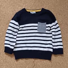 GLOBAL WORK キッズ ニット セーター ボーダー 星パッチのサムネイル
