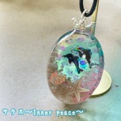 イルカシルエットキラキラ海レジンネックレス キーホルダー 特大のサムネイル
