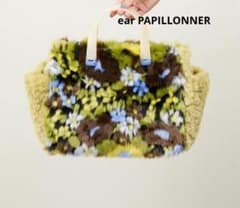 ear PAPILLONNER イアパピヨネ 樹脂ハンドル バッグ ファー 花柄 
