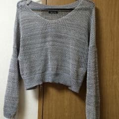 編み  ニット グレーのサムネイル