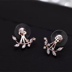 リーフ ストーン ピンクゴールド 2way ピアスのサムネイル