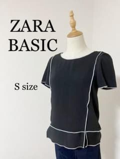 《美品 ZARA BASIC》ザラ 黒 可愛い お洒落 トップス 半袖 大人のサムネイル