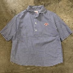 美品 DANTON ダントン ハーフボタン ギンガムチェック シャツ 34