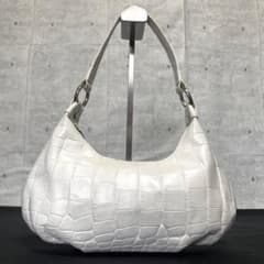 美品】WAKO 銀座和光 クロコ型押し ホワイト シルバー金具 