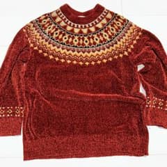 ikka ノルディック柄 ニット セーター レッド XLのサムネイル