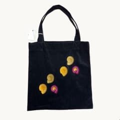 B-shop 別注　Tribu-To ベロア 刺繍トートバッグ ブラックのサムネイル