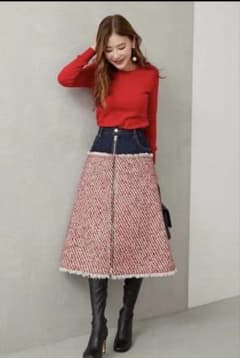 タグ付き新品未使用、0サイズ、ツイードデニムスカート、オブリ、OBLI、obli 新品 オブリobli デニムツイードドッキングスカート - メルカリ