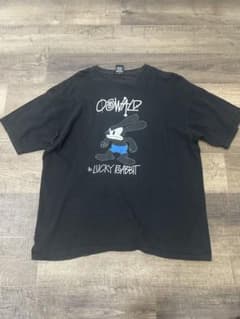 メンズ半袖Tシャツ【STUSSY✖ディズニーコラボ、オズワルド】【XL、黒 