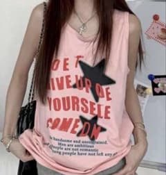 ロゴプリント ノースリーブ Tシャツ ピンクのサムネイル