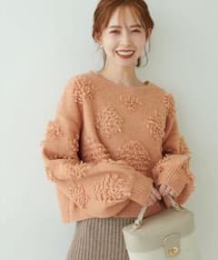 natural couture もしゃもしゃフラワーライクショートニットのサムネイル
