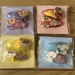 크레용 신짱 헤어 클립 4종 세트