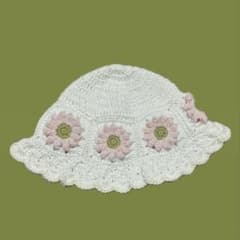 ◯ハンドメイド◯【フチカラー変更可】　お花モチーフのベビー・キッズ用帽子のサムネイル