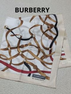 【BURBERRY】バーバリー スカーフ ハンカチ ベルト柄 ベージュ上品のサムネイル