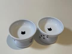 猫壱　ハッピーダイニング　フードボウル　脚付レギュラー猫柄　2個セットのサムネイル