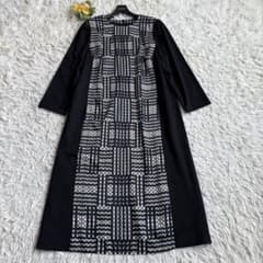 未使用級 23年♡レリアン ロングワンピース 総柄 13+ 黒×白 イタリア