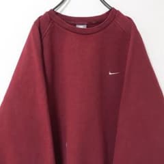 ナイキ スウェット ワンポイント 定番 ボルドー 裏起毛 刺繍 L