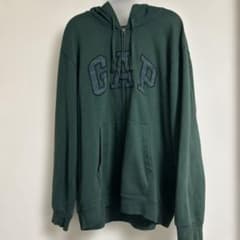 GAP ジップパーカー XL グリーン チェックロゴ ビッグシルエットのサムネイル