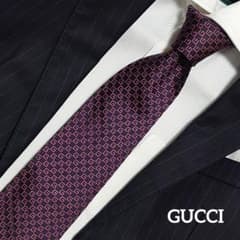 【絲様専用※箱つき】GUCCI GG柄 ネクタイ ネイビー×ピンクのサムネイル