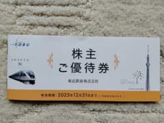 東武鉄道 株主優待券 2025年12月31日までのサムネイル