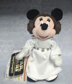 ミニーマウスぬいぐるみバッジ スターウォーズ レイア姫コスチューム