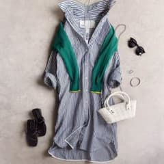 美品△TICCA//コットンリネンWポケットロングシャツワンピース