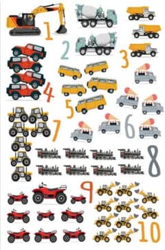 数字ポスター　のりもの　車バイクはたらく車のサムネイル