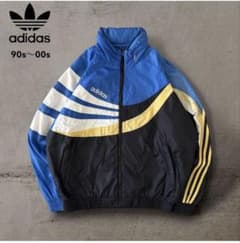 希少adidas90s00sフーディナイロンジャケット刺繍ロゴ好配色古着短のサムネイル