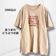 [유니클로 UT] 아츠 모리 콜라보 티셔츠 베이지 로고 프린트 도타케케 L