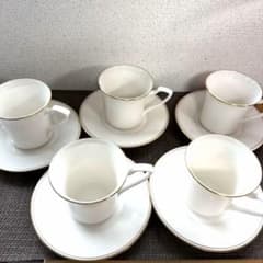 Noritake ホワイト ゴールドライン カップ＆ソーサー 5客セットのサムネイル