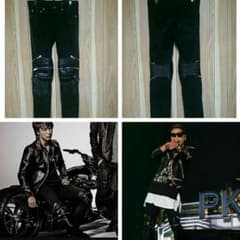 国内正規 サンローランパリ バイカーパンツ デニム ライダース レザー