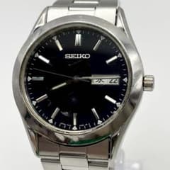 [Working] 95s SEIKO Day-Date Black Dial Men's Quartz Watch