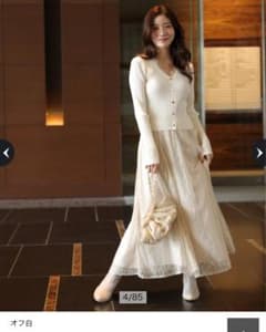 今期Apuweiser-riche レーストリムドッキングワンピース オフ白 S